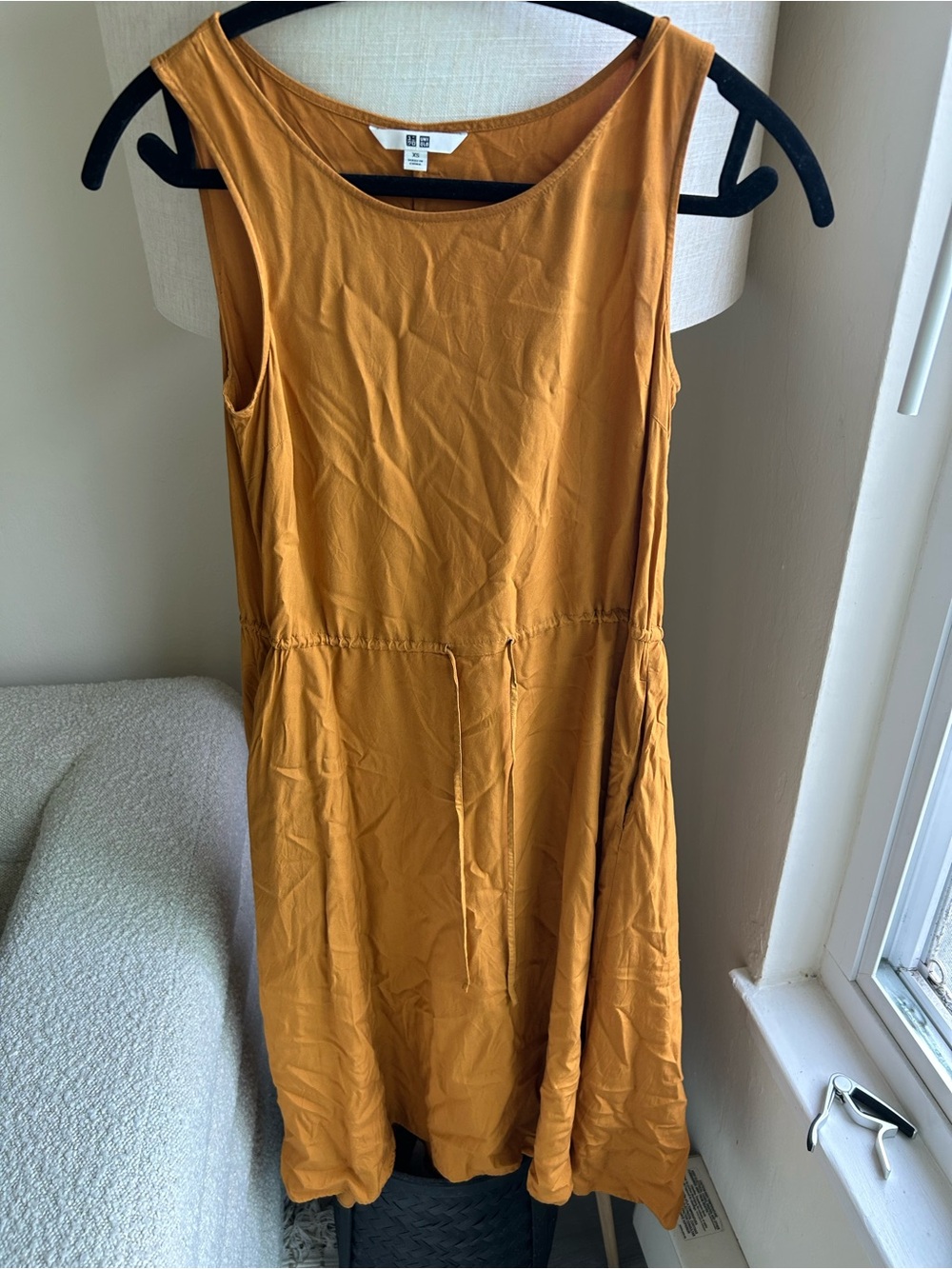 Uniqlo Women's Sleeveless Midi Dress in Mustard Yellow